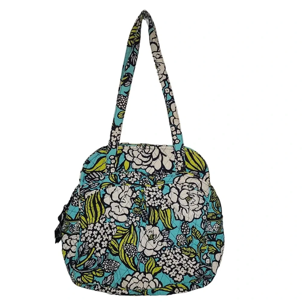 Vera Bradley Island Blooms‎ Quilted Purse Blue Floral Handbag Retired Pattern